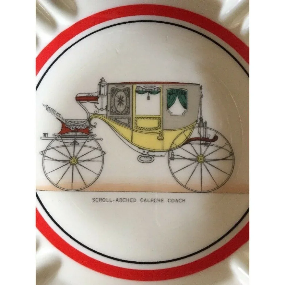 Vintage Porcelain Ashtray Scroll-Arched Caleche Coach‎ Executive Line 6” Square